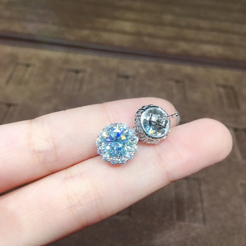 1ct Aquamarine CZ Stud Earrings