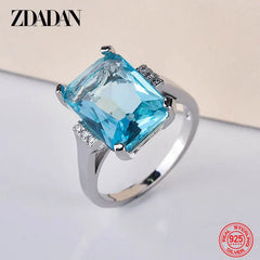 ZDADAN 925 Sterling Silver Charm Topaz Ring For Women Luxury Wedding Jewelry Party Gift