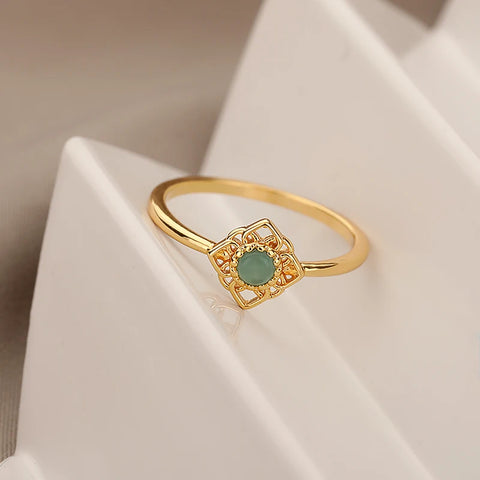 Trendy Green Zircon Plant Ring