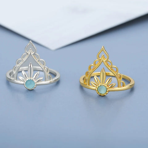 Delicate Crown Blue Opal Ring