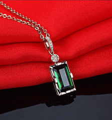 Natural Emerald 14K Rose Real Gold Necklace Pendant Emerald Jade Gemstone Necklace for Women Peridot Bizuteria Jewelry Pendant
