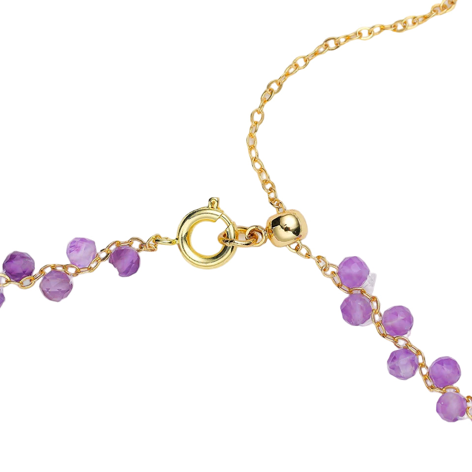 Gold-Tone Amethyst Station Necklace with Extender