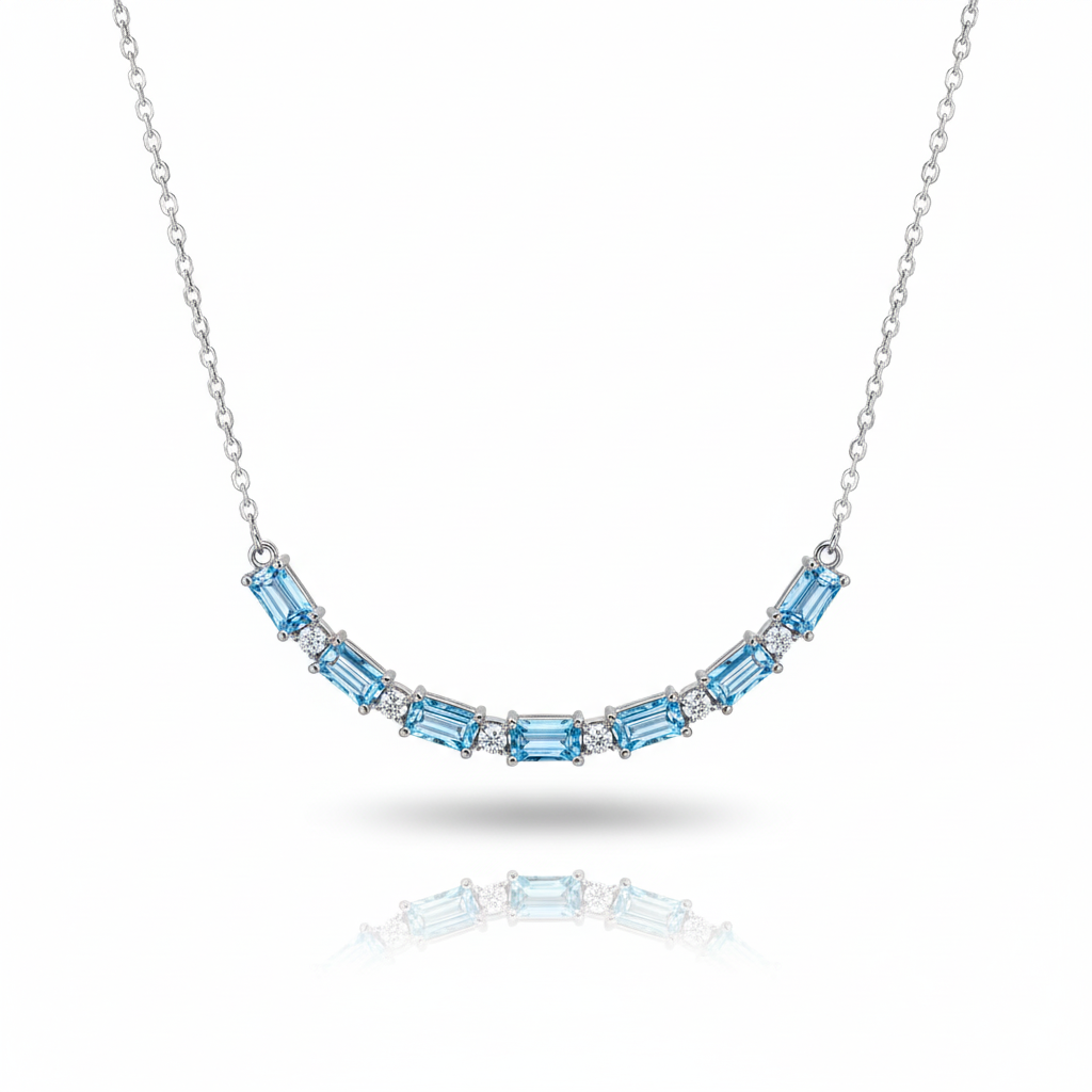 New natural Topaz necklaces with beautiful color and fashionable women's 925 Sterling Silver