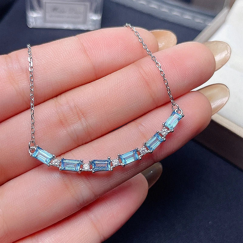 New natural Topaz necklaces with beautiful color and fashionable women's 925 Sterling Silver