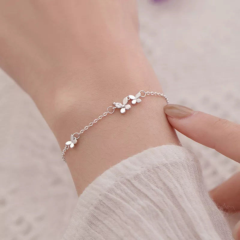 S925 Silver Diamond-Studded Butterfly Bracelet