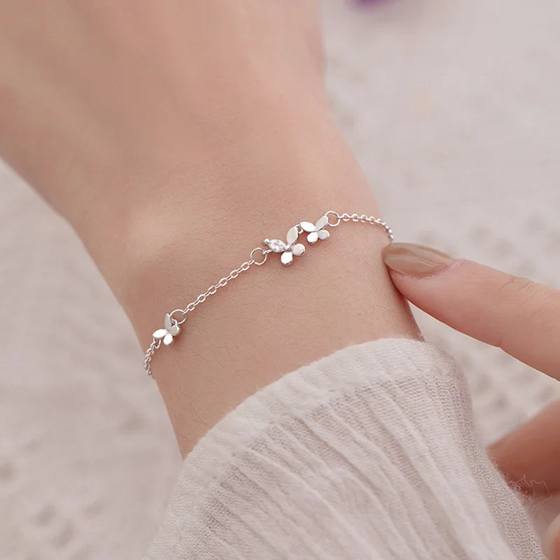 April's Diamond-Studded Adjustable Butterfly Bracelet