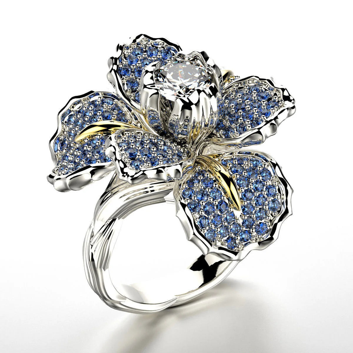 18K White Gold Iris Two Tone Diamond Ring