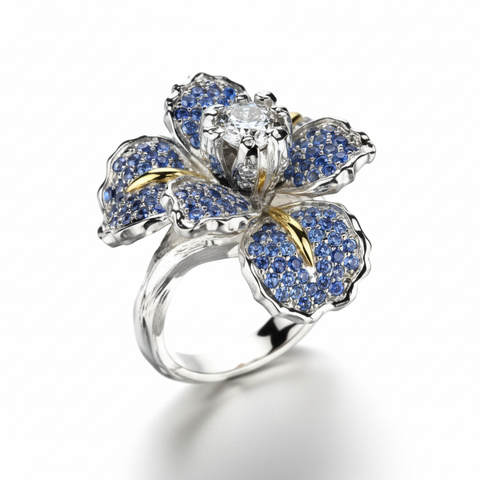 18K White Gold Iris Two Tone Diamond Ring