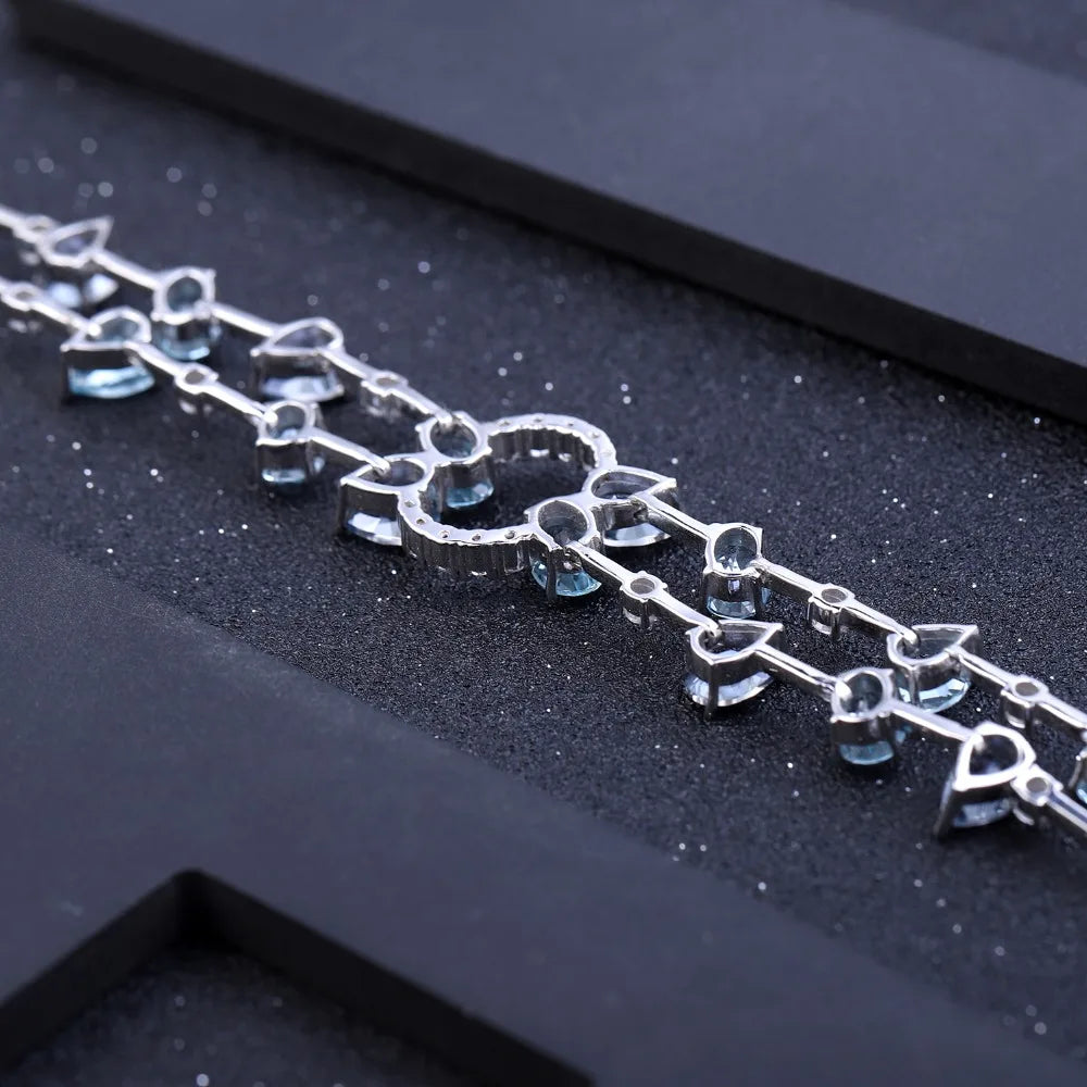 GEM'S BALLET 925 Sterling Silver Multicolor Natural Sky Blue Topaz Mystic Quartz Bracelets Bangles for Women Party Fine Jewelry