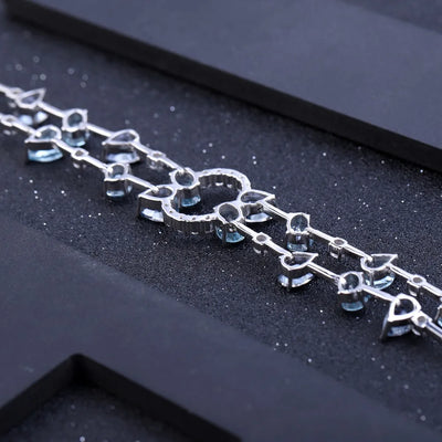 GEM'S BALLET 925 Sterling Silver Multicolor Natural Sky Blue Topaz Mystic Quartz Bracelets Bangles for Women Party Fine Jewelry