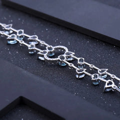 GEM'S BALLET 925 Sterling Silver Multicolor Natural Sky Blue Topaz Mystic Quartz Bracelets Bangles for Women Party Fine Jewelry