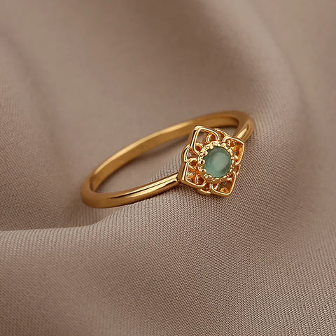 Trendy Green Zircon Plant Ring