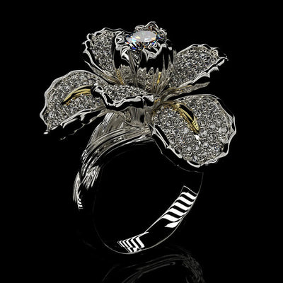 18K White Gold Iris Two Tone Diamond Ring