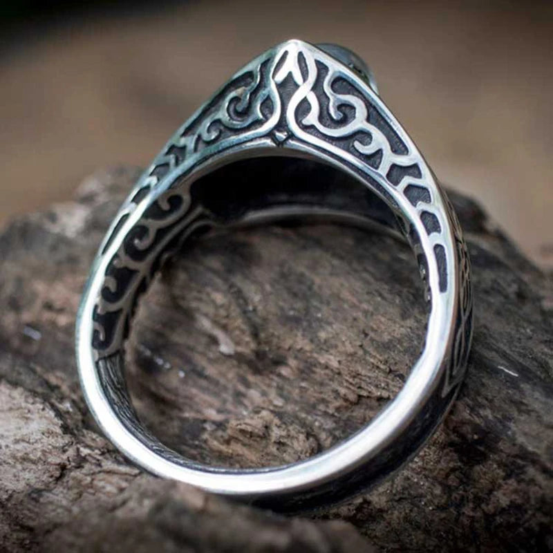 Vintage Nordic Celtic Carving Moonstone Ring