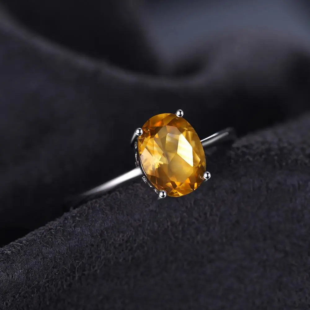 Oval Yellow Citrine Sterling Silver Ring