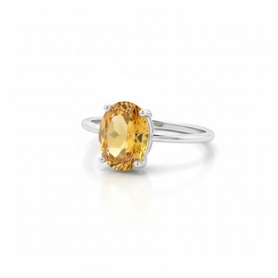 Oval Yellow Citrine Sterling Silver Ring