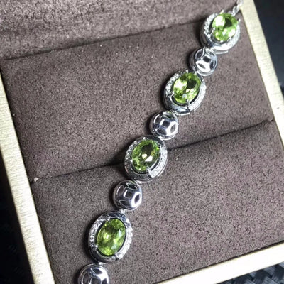 Natural peridot bracelet, beautiful mood, 925 silver, adjustable size