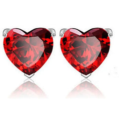 Red Garnet Heart High-grade Zircon Crystal Earrings For Women