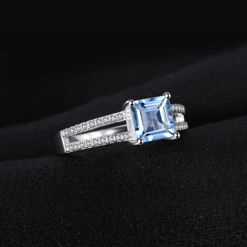 Princess Cut Sky Blue Topaz Engagement Ring