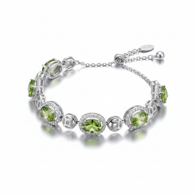 Natural peridot bracelet, beautiful mood, 925 silver, adjustable size