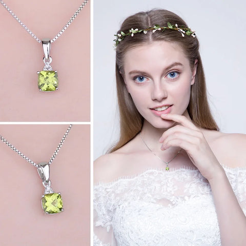 1.1ct Genuine Peridot 925 Sterling Silver Pendant