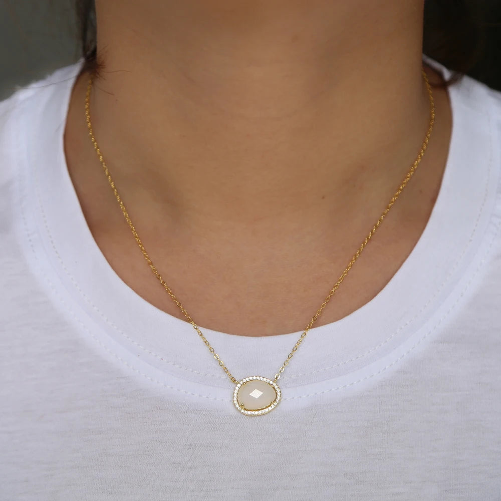 Asymmetry Stone Moonstone Necklace