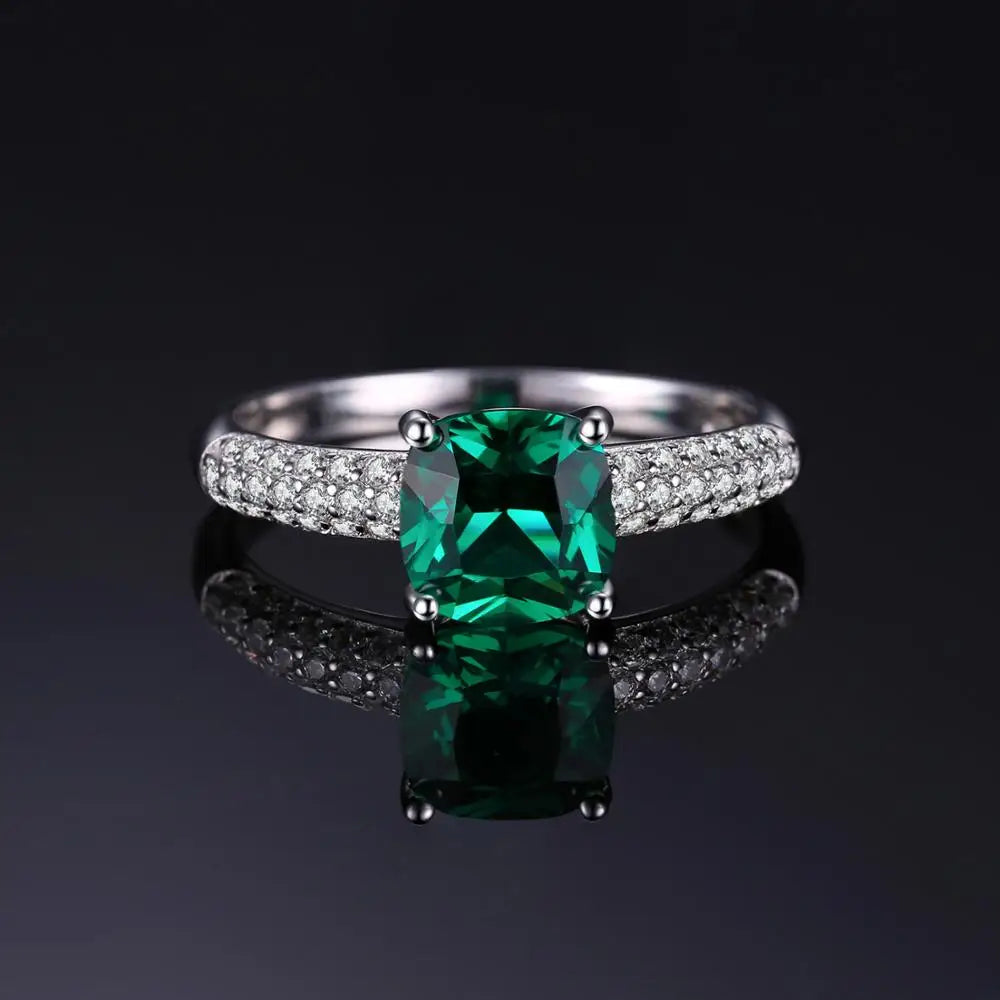 Green Simulated Nano Emerald Ruby Ring