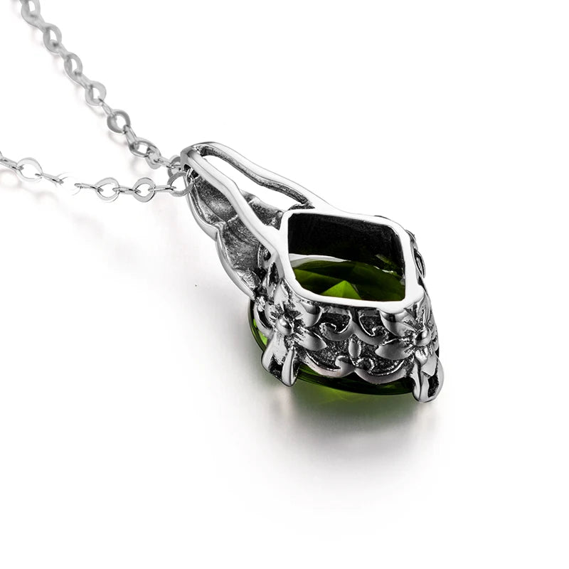 Szjinao Peridot Pendant For Women Real 925 Sterling Silver Gemstone Necklace Flower Star Pattern Turkish Jewelry Brand Gift Hot