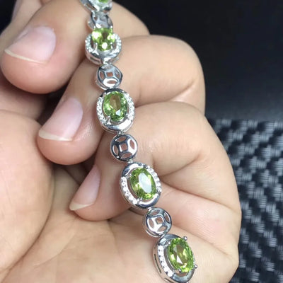 Natural peridot bracelet, beautiful mood, 925 silver, adjustable size