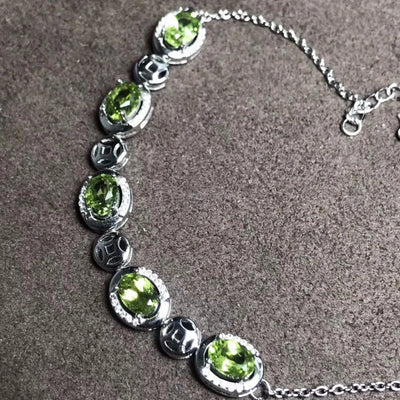 Natural peridot bracelet, beautiful mood, 925 silver, adjustable size