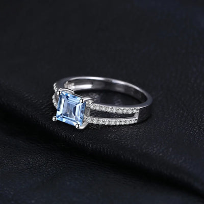 Princess Cut Sky Blue Topaz Engagement Ring