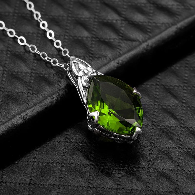 Szjinao Peridot Pendant For Women Real 925 Sterling Silver Gemstone Necklace Flower Star Pattern Turkish Jewelry Brand Gift Hot