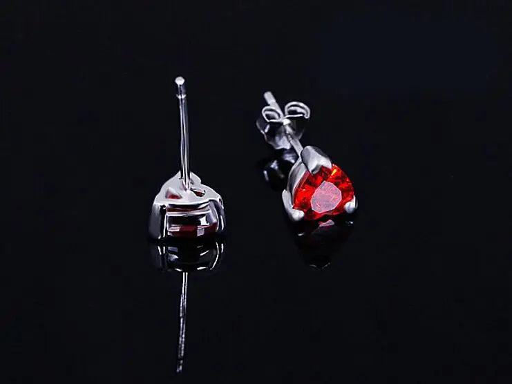 Red Garnet Heart High-grade Zircon Crystal Earrings For Women