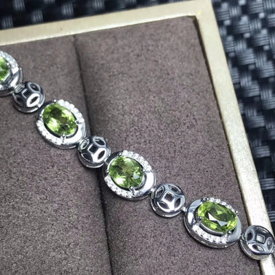 Natural peridot bracelet, beautiful mood, 925 silver, adjustable size