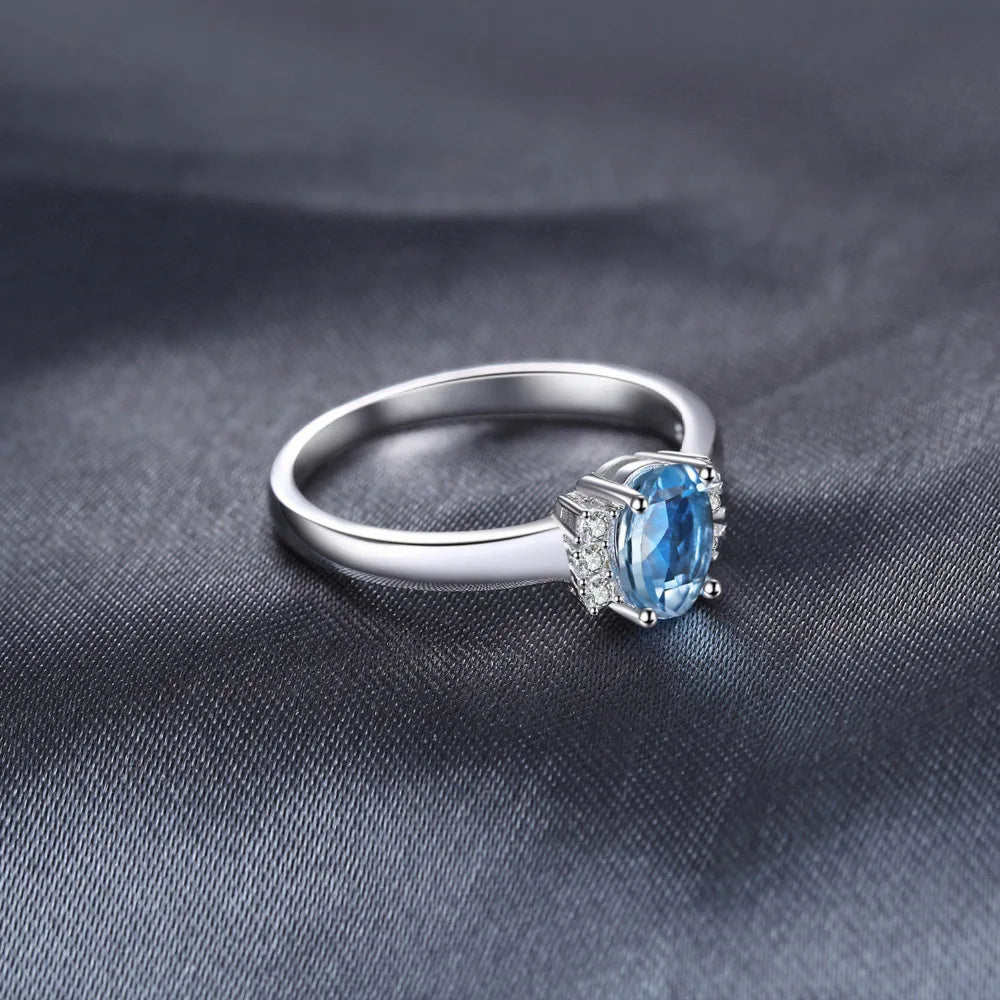 Natural Sky Blue Topaz Engagement Ring