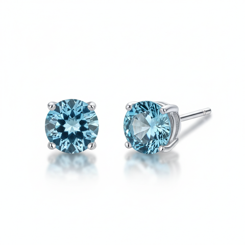 Sky Blue Topaz Stud Earrings in 925 Sterling Silver