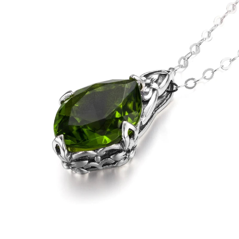 Szjinao Peridot Pendant For Women Real 925 Sterling Silver Gemstone Necklace Flower Star Pattern Turkish Jewelry Brand Gift Hot