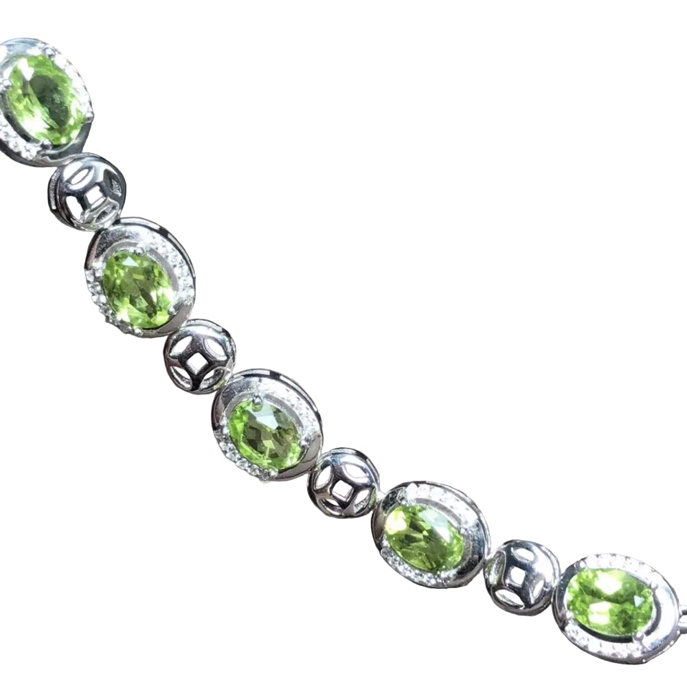 Natural peridot bracelet, beautiful mood, 925 silver, adjustable size