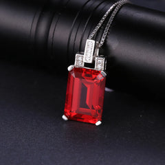 JewelryPalace 9ct Created Red Ruby 925 Sterling Silver Pendant Necklace for Women Engagement Party Jewelry Fashion Gift No Chain