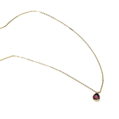 Ruby Drop Yellow Gold Necklace