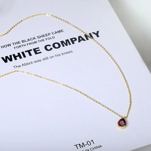 Ruby Drop Yellow Gold Necklace