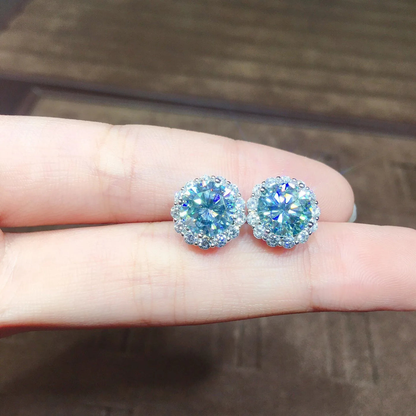 1ct Aquamarine CZ Stud Earrings