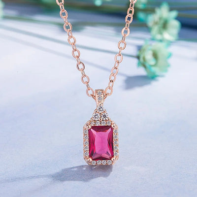 14K Rose Gold Pierscionki Pendant Bizuteria Gemstone Real Natural Red Ruby Treasure Pendant Necklace Jewelry Pendant Females
