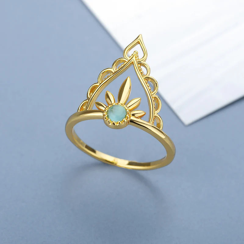 Delicate Crown Blue Opal Ring