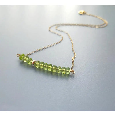 Lii Ji Genuine Natural Green Peridot Sparkling Beads US 9K GF Chain Link Delicated Handmade Necklace 40cm/45cm