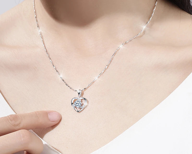 Romantic Heart Shaped Diamond Accent Necklace Pendant