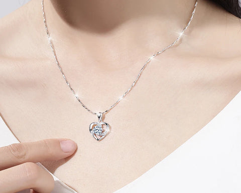 Romantic Heart Zirconia Pendant Necklace