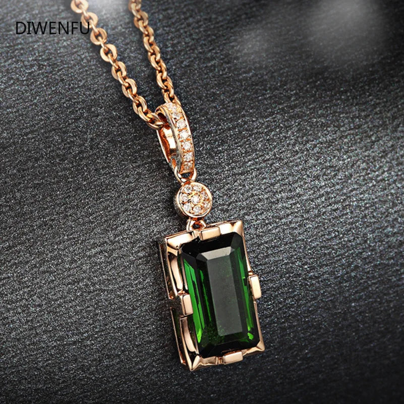 Natural Emerald 14K Rose Real Gold Necklace Pendant Emerald Jade Gemstone Necklace for Women Peridot Bizuteria Jewelry Pendant