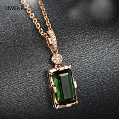 Natural Emerald 14K Rose Real Gold Necklace Pendant Emerald Jade Gemstone Necklace for Women Peridot Bizuteria Jewelry Pendant