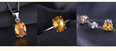 Oval Yellow Citrine Sterling Silver Ring